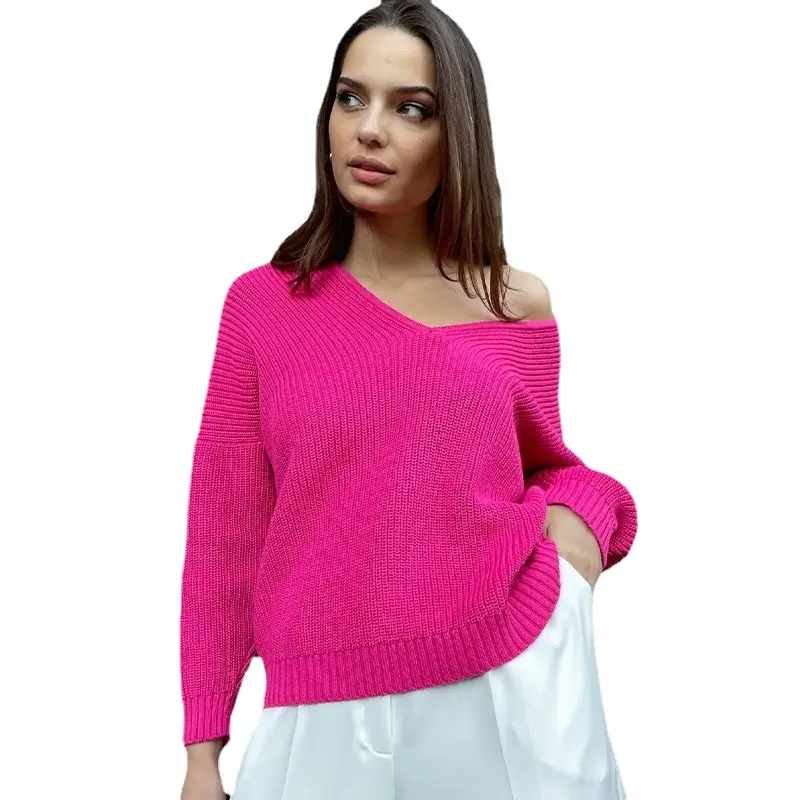 Women's 2022 V-Neck Hot Wool Sweater Pink