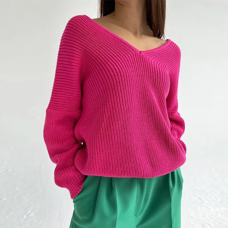 Women's 2022 V-Neck Hot Wool Sweater Pink