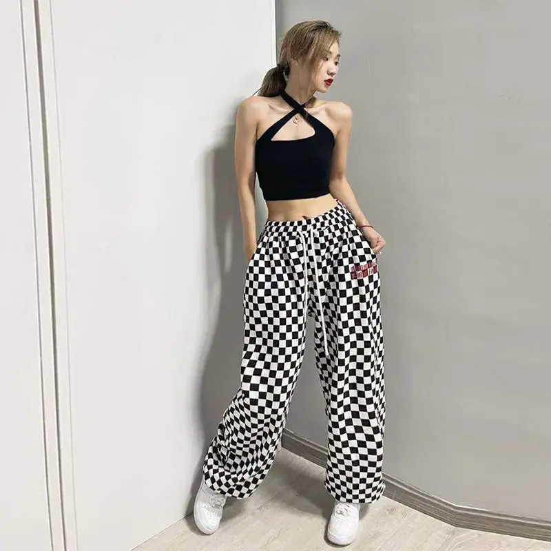 Black & White Plaid Jazz Dance Pants All-Match