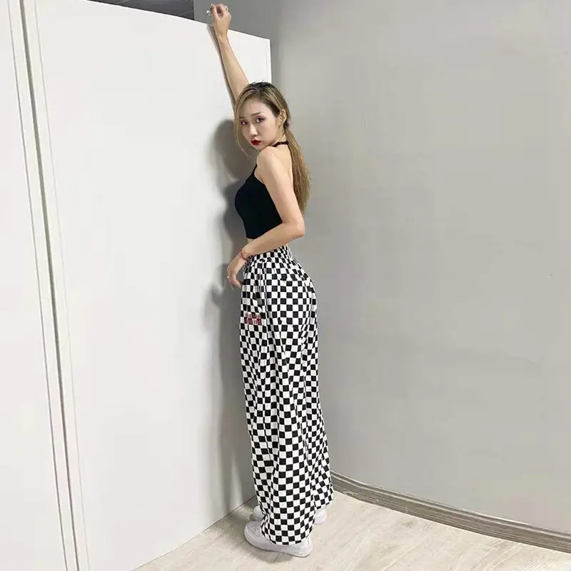 Black & White Plaid Jazz Dance Pants All-Match