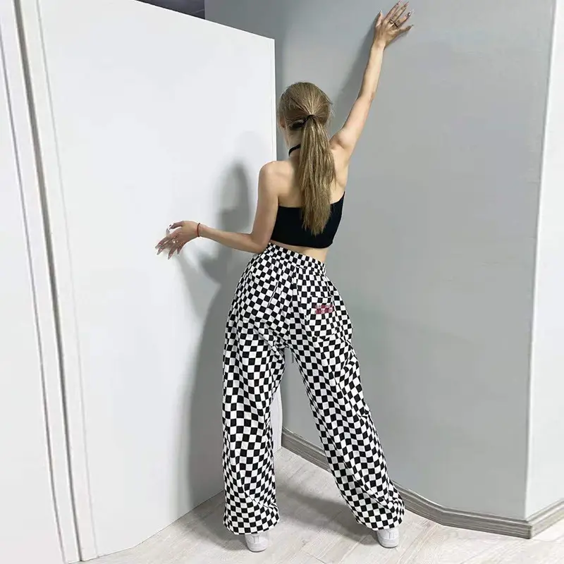 Black & White Plaid Jazz Dance Pants All-Match