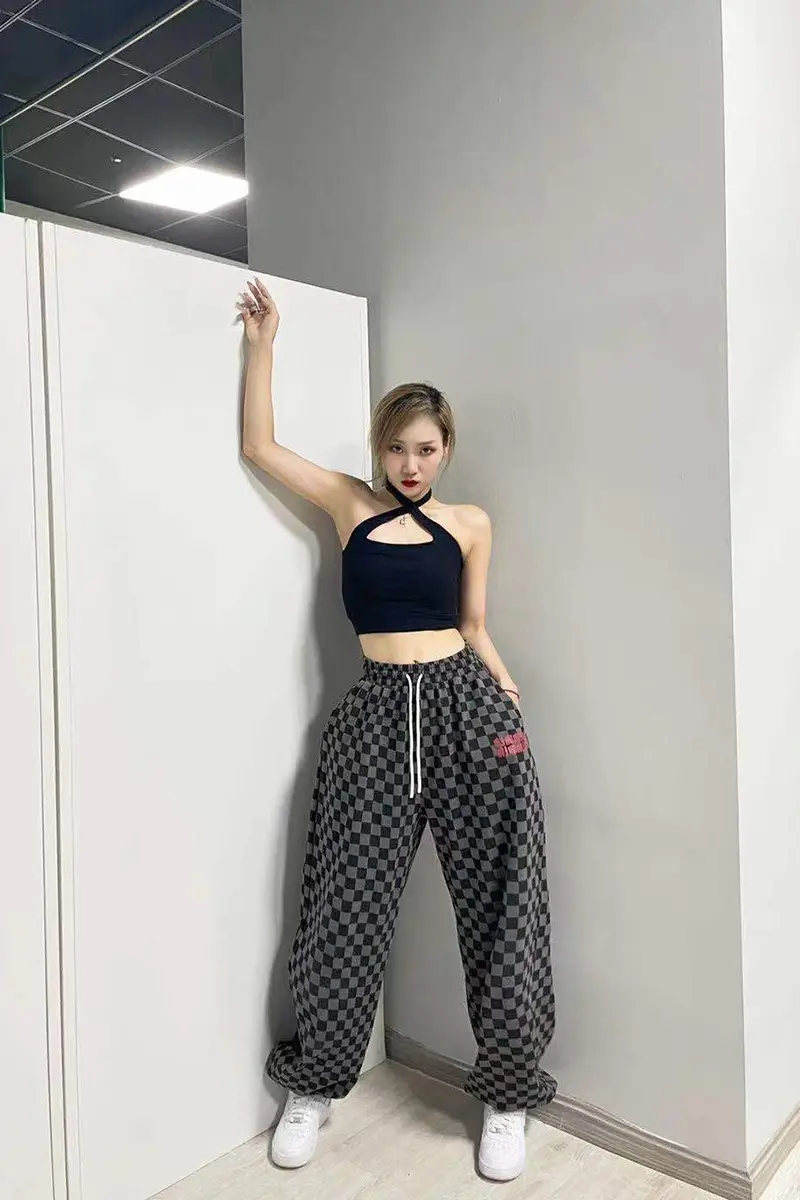 Black & White Plaid Jazz Dance Pants All-Match — feature 10