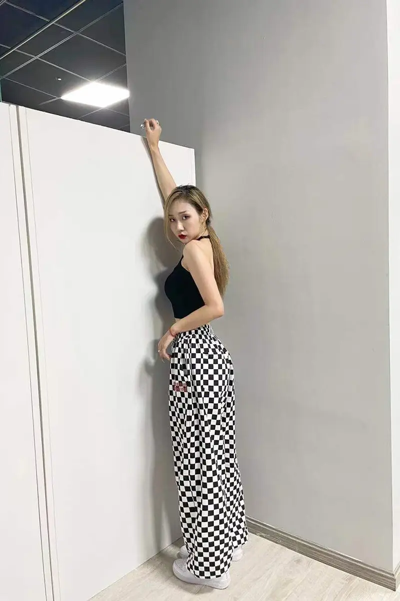 Black & White Plaid Jazz Dance Pants All-Match — feature 5