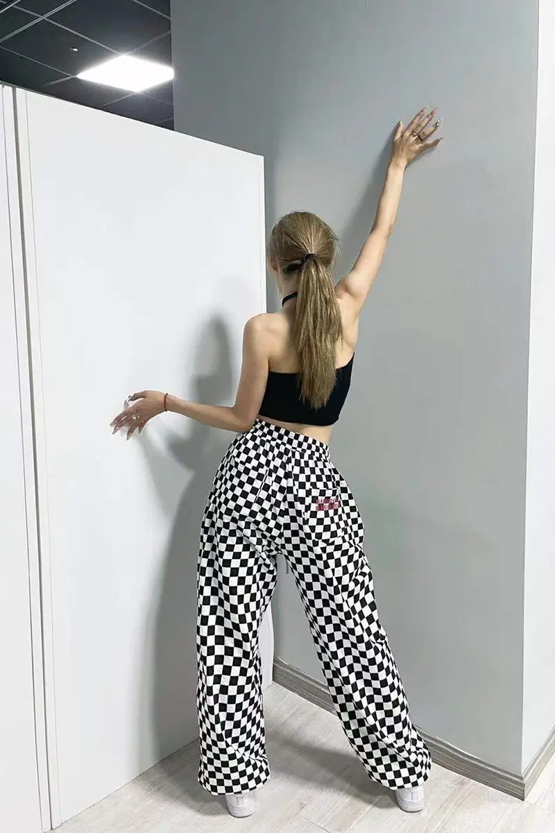 Black & White Plaid Jazz Dance Pants All-Match — feature 6