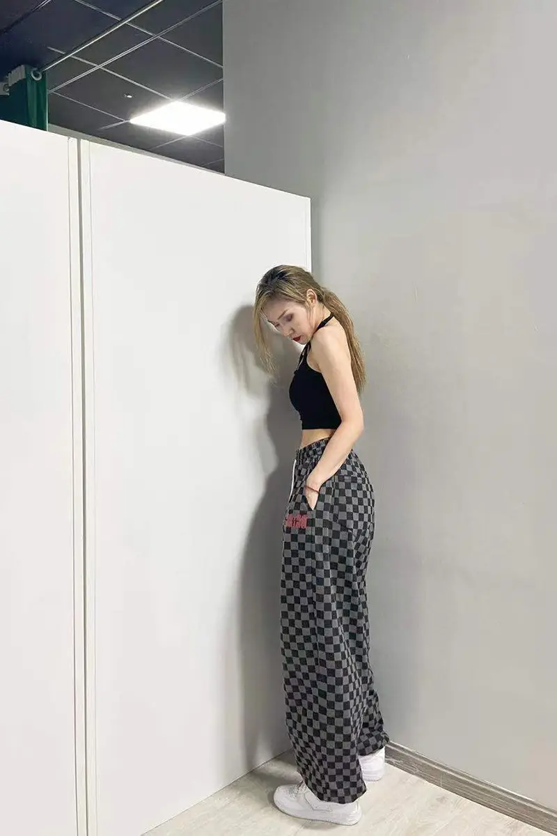 Black & White Plaid Jazz Dance Pants All-Match — feature 8