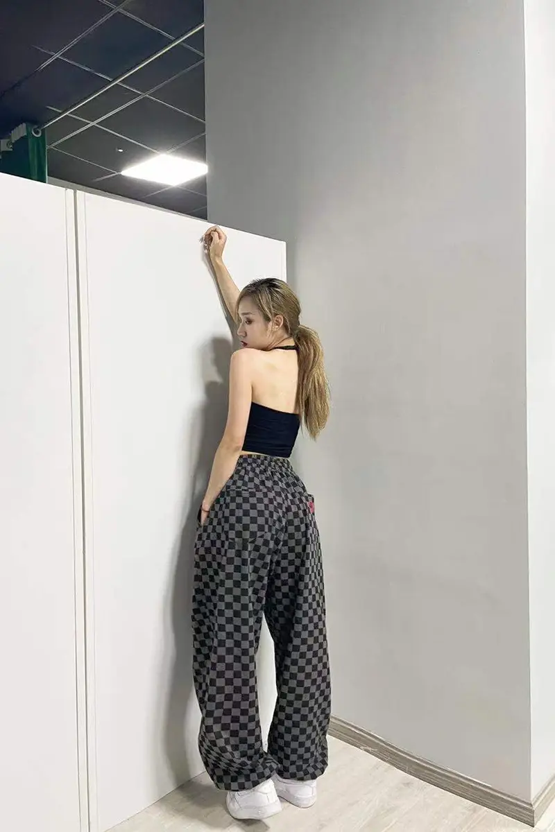 Black & White Plaid Jazz Dance Pants All-Match — feature 9