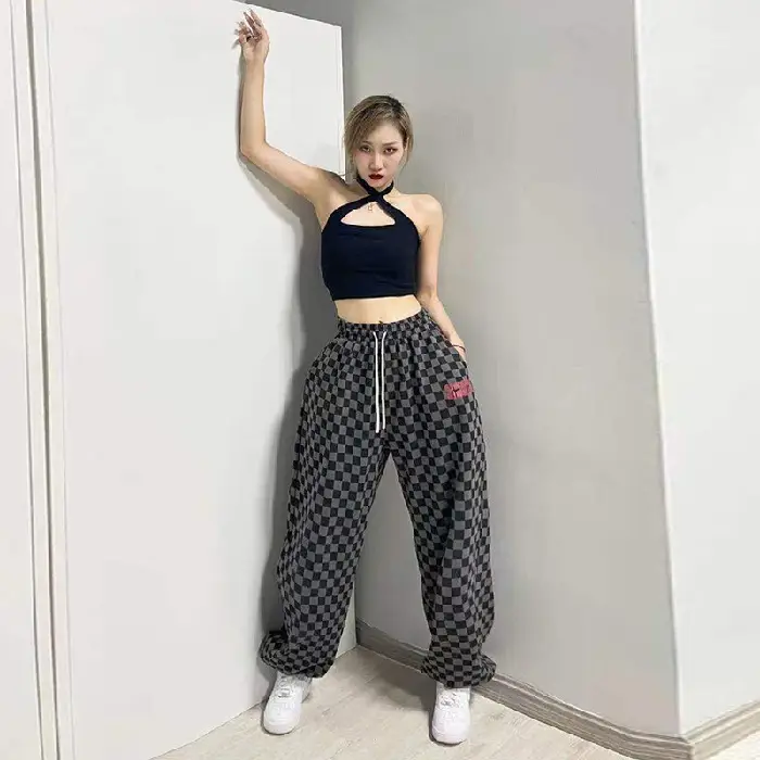 Black & White Plaid Jazz Dance Pants All-Match