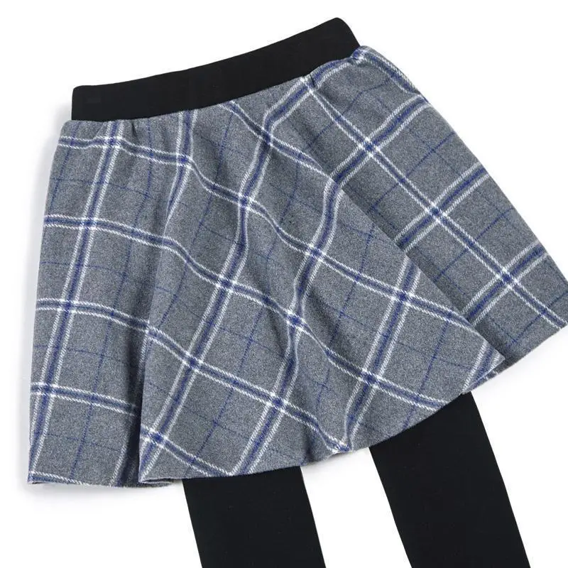 Fake Plaid Fleece Leggings Women Slim Fit Black - Image 6