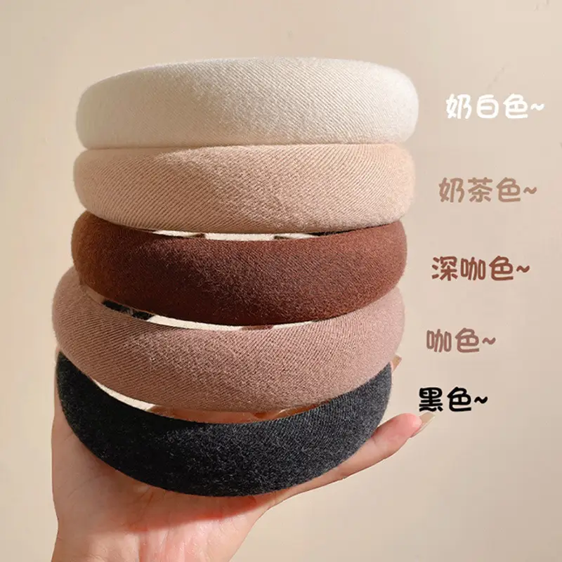 Black Sponged Hairband for Women's High Cranial Top