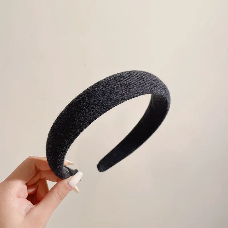 Black Sponged Hairband for Women's High Cranial Top