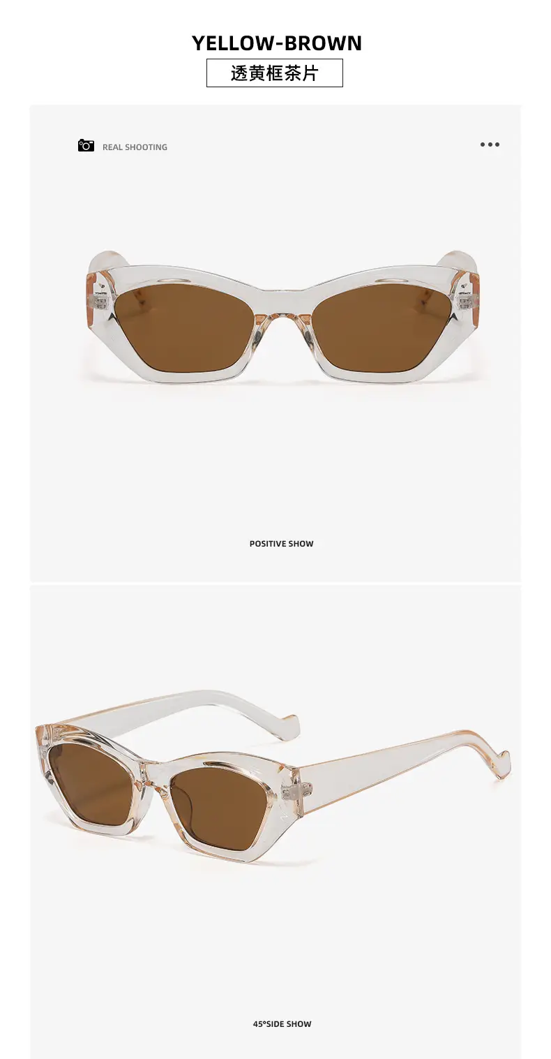 New Retro Cat's Eye Sunglasses Women Yellow Brown — feature 19