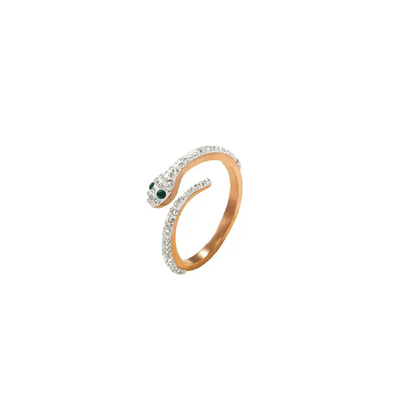 Women's Diamond Snake Finger Ring Silver Titanium Lightweight