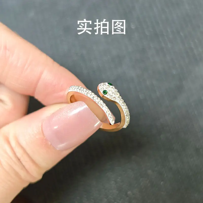 Women's Diamond Snake Finger Ring Silver Titanium Lightweight — feature 8