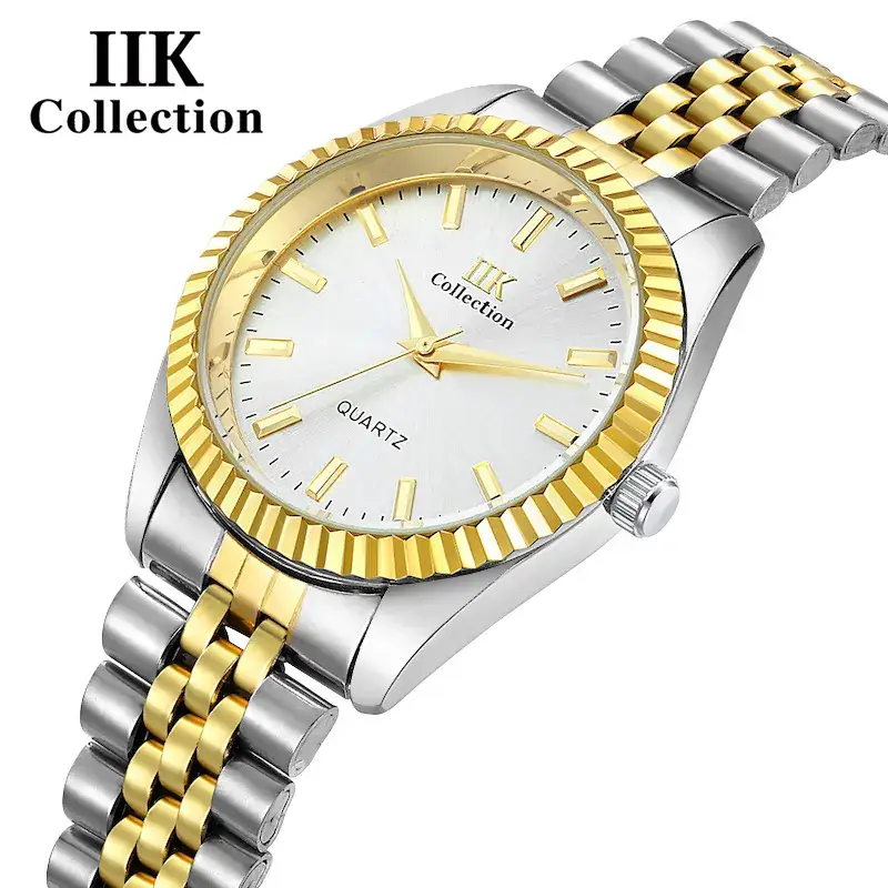 Men's Gold & Silver Quartz Watch with Spiral Crown - Image 8
