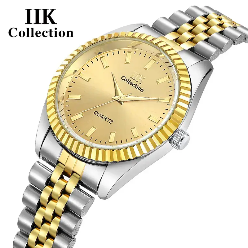 Men's Gold & Silver Quartz Watch with Spiral Crown - Image 9