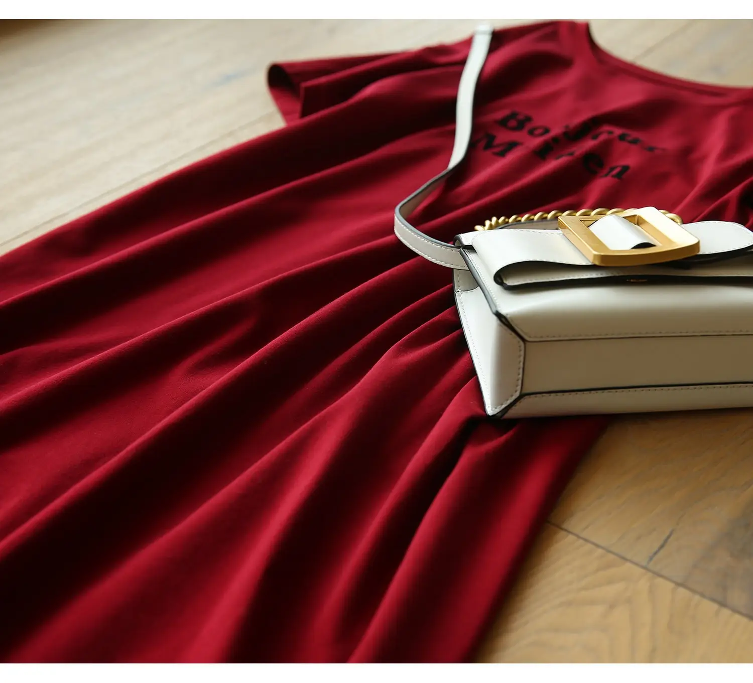 Women Printed T-shirt Dress Red Mid-Length Korean Style — feature 11