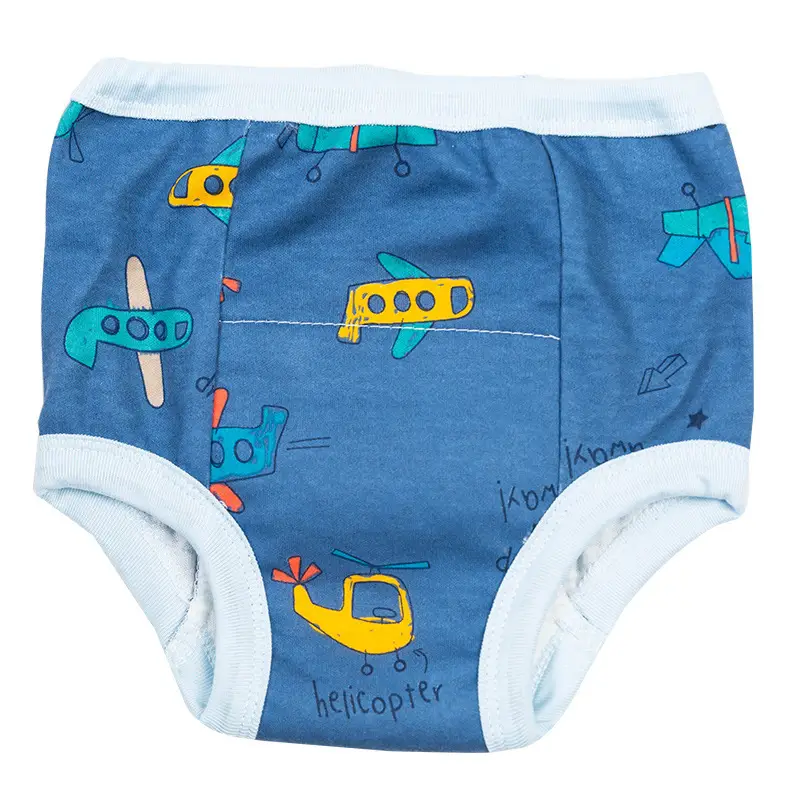 Baby Learning Pants Cotton Blue with Rocket Print - Image 6
