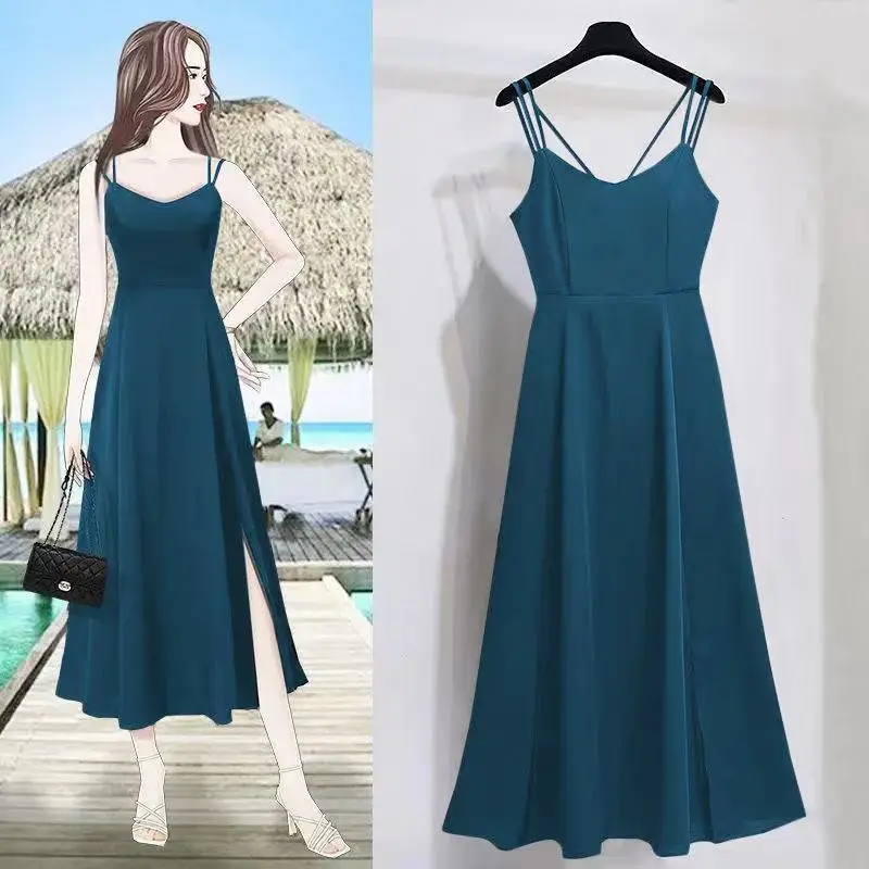 Black Slit Mid-Length Dress for Plus Size Women 2026