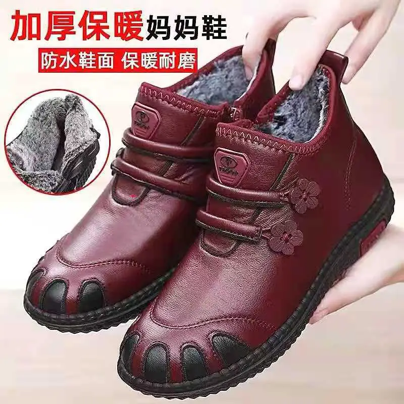 Winter new mother cotton shoes warm non-slip snow boots middle-aged snow cotton high-top grandma cotton shoes wholesale - Image 3
