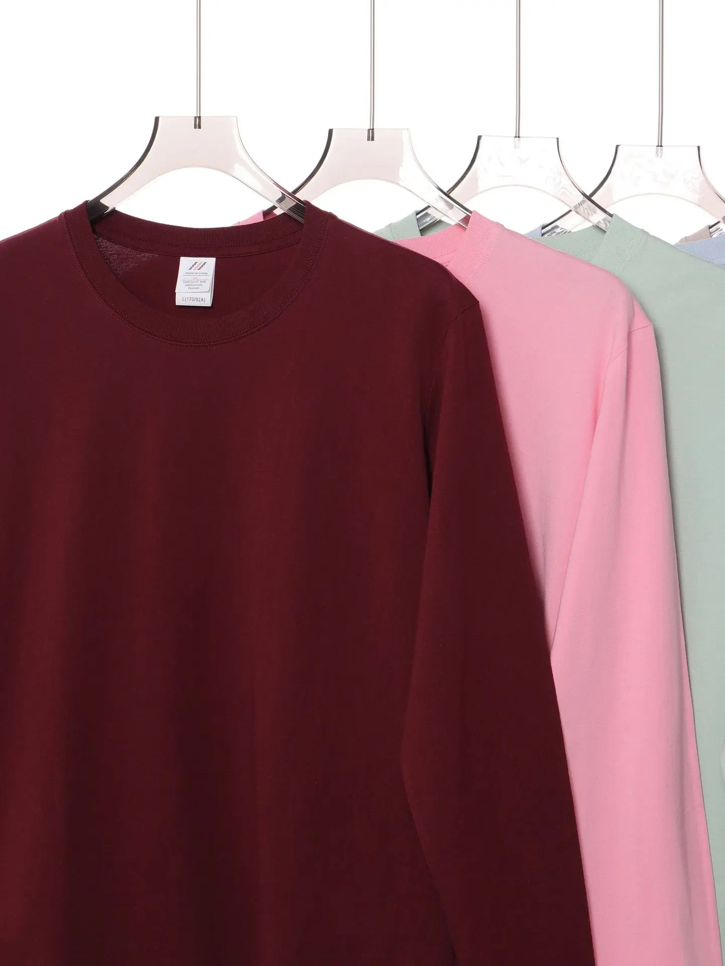 Men Grey Cotton Long Sleeve Crew Neck T-Shirt