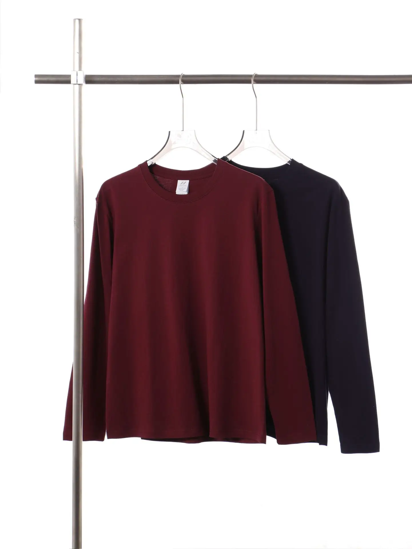 Men Grey Cotton Long Sleeve Crew Neck T-Shirt