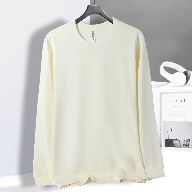 Men Grey Cotton Long Sleeve Crew Neck T-Shirt
