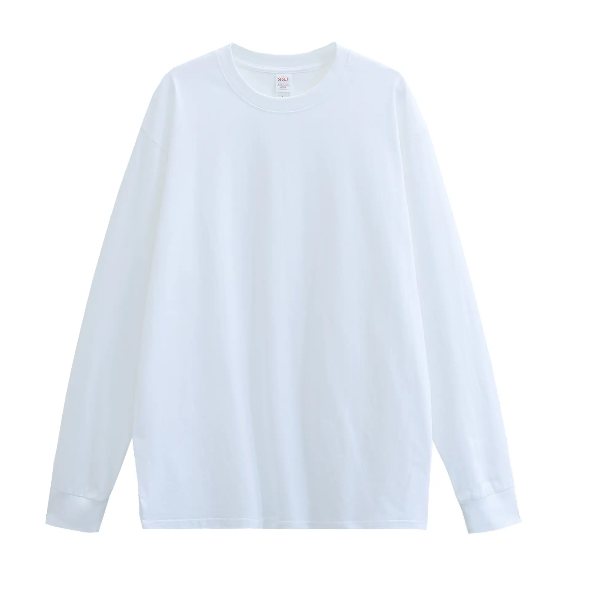 Men Grey Cotton Long Sleeve Crew Neck T-Shirt