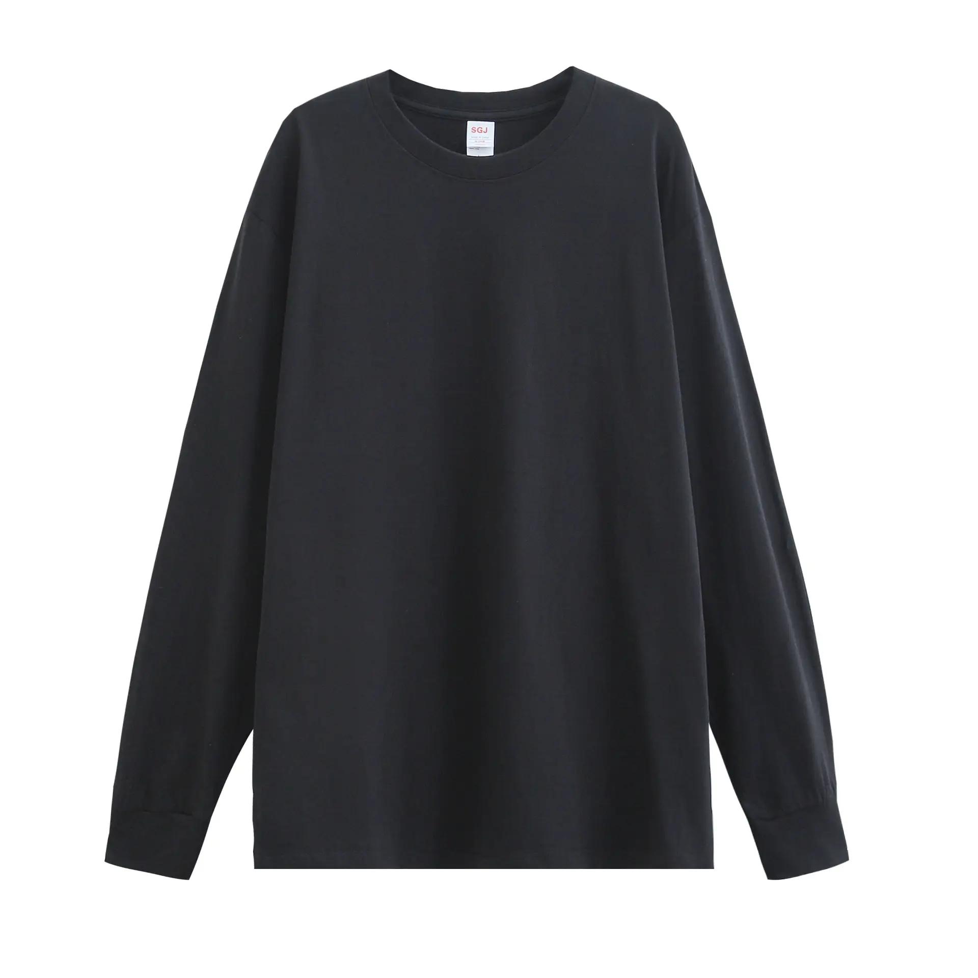 Men Grey Cotton Long Sleeve Crew Neck T-Shirt