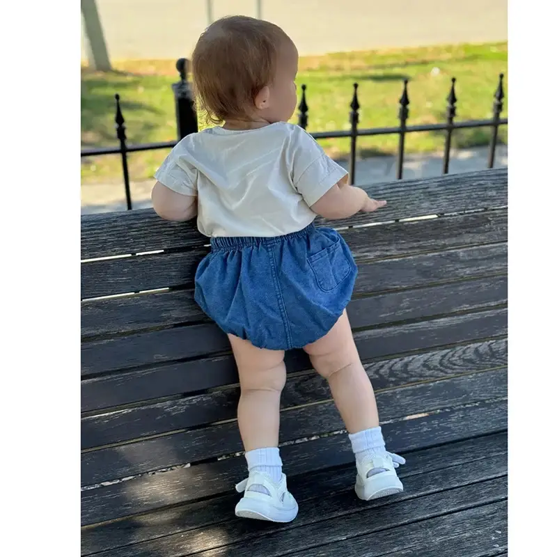 Spot Korean Style Denim Shorts for Baby Boys Girls Flap Pocket - Image 8