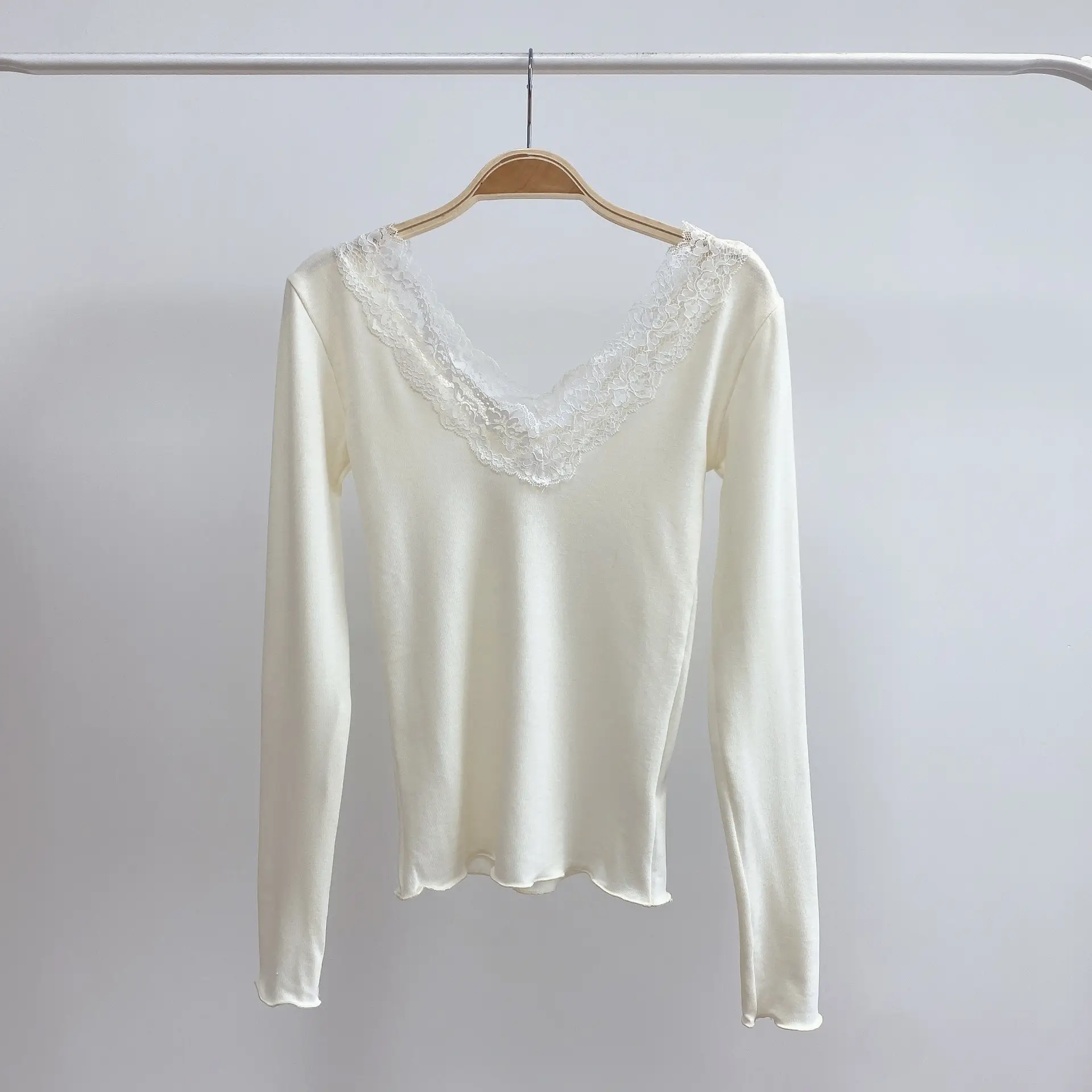 Light Apricot Lace Long Sleeve Top - Image 6