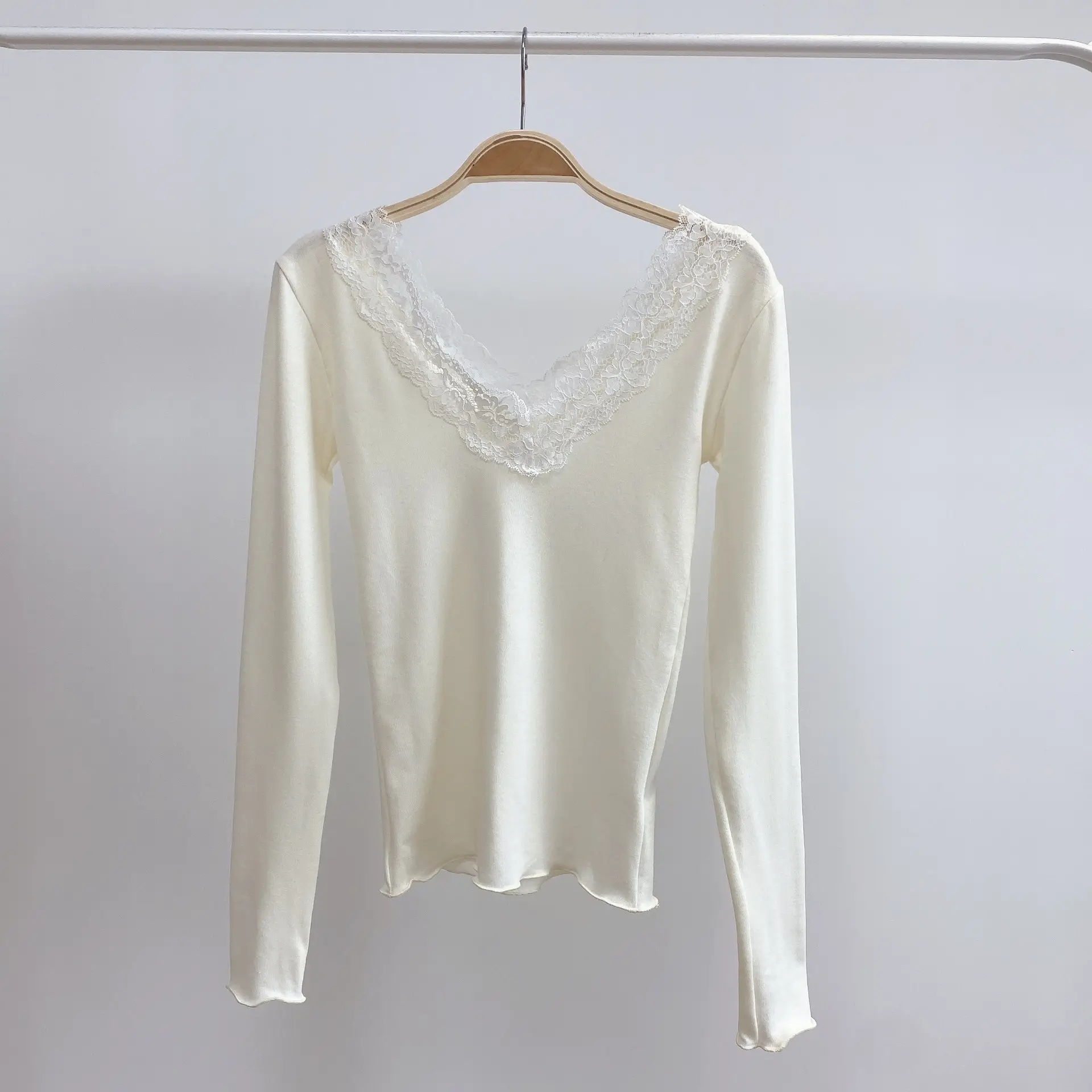 Light Apricot Lace Long Sleeve Top - Image 9