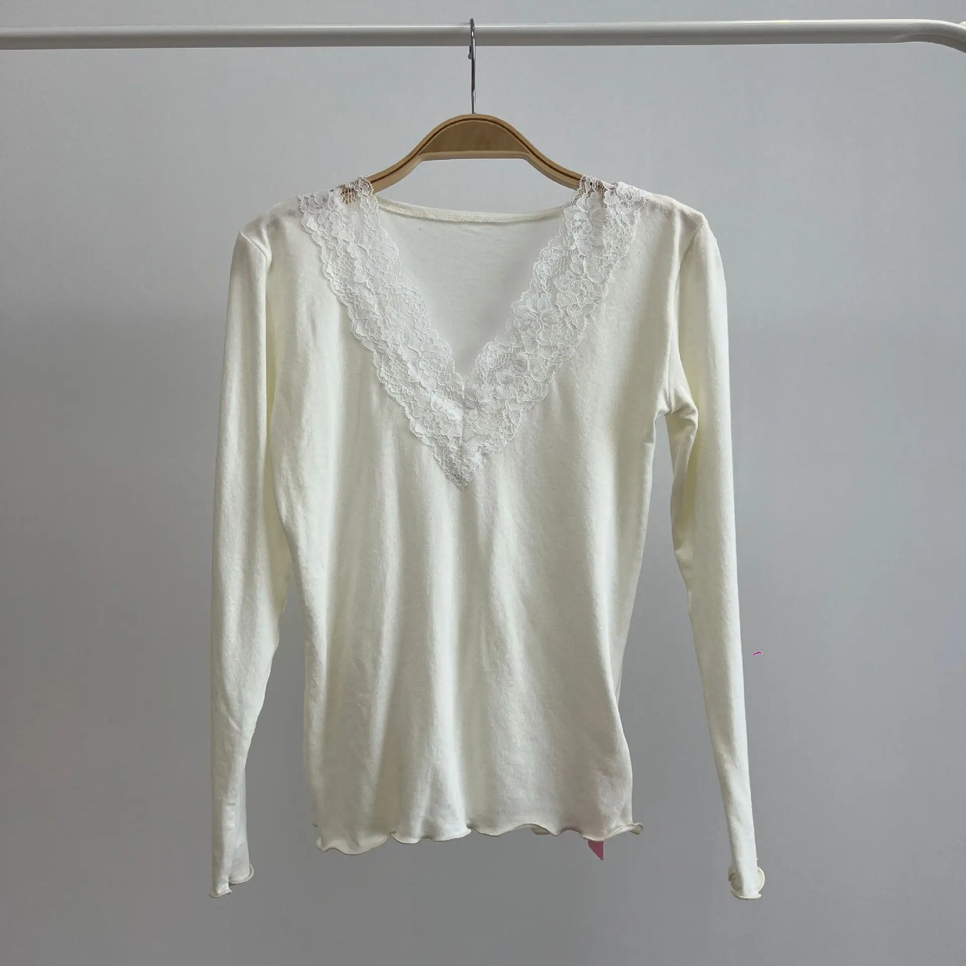 Light Apricot Lace Long Sleeve Top - Image 3