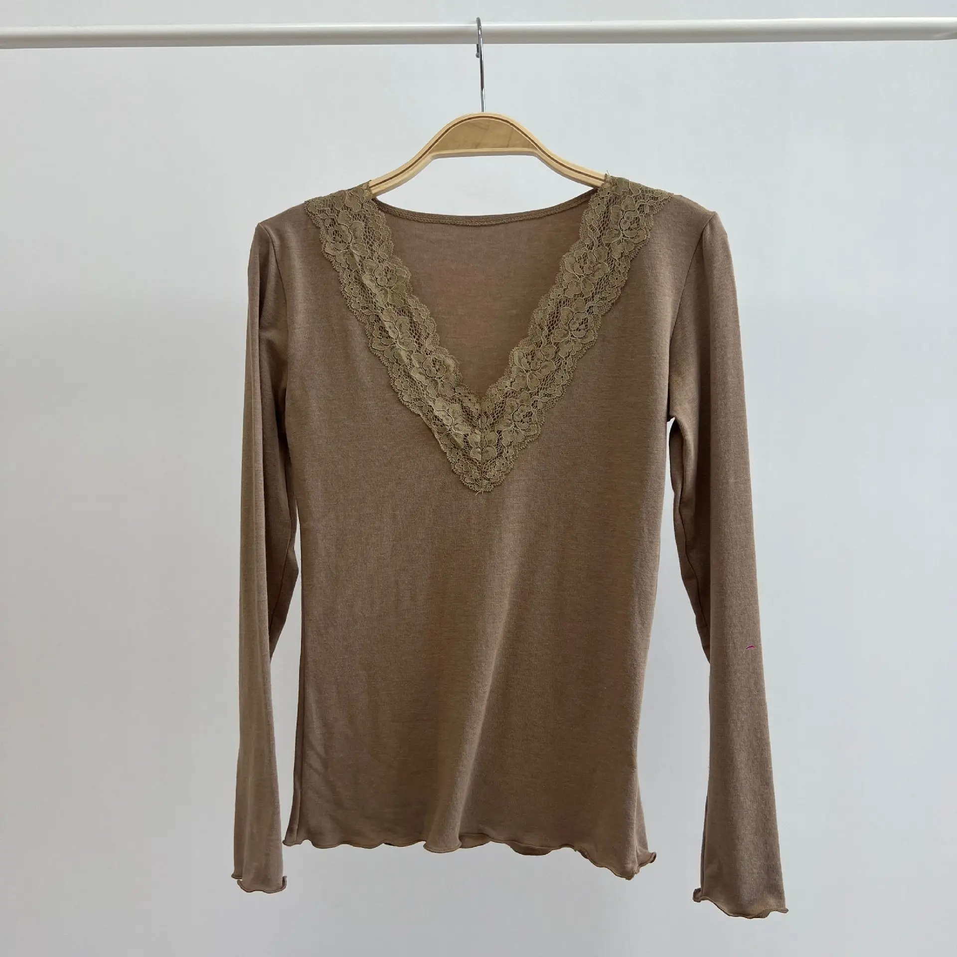 Light Apricot Lace Long Sleeve Top - Image 5