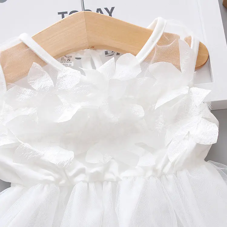 White Mesh Princess Dress for Girls Summer Wear - Image 7