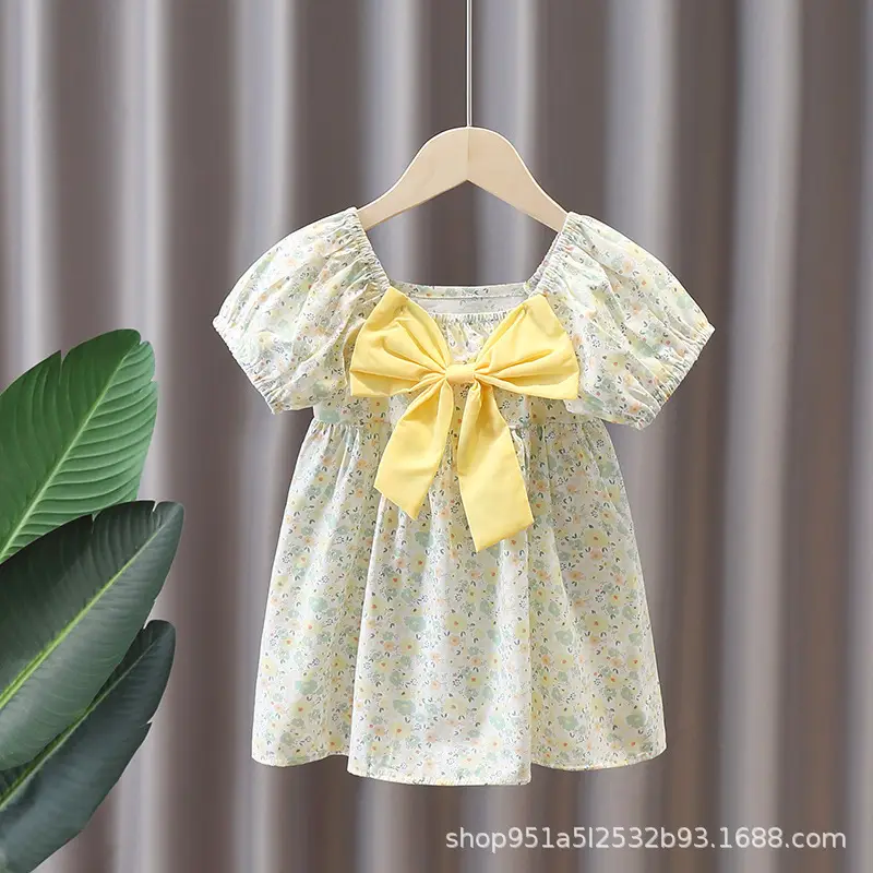 Girls Floral Princess Dress Purple Bow Summer 2024