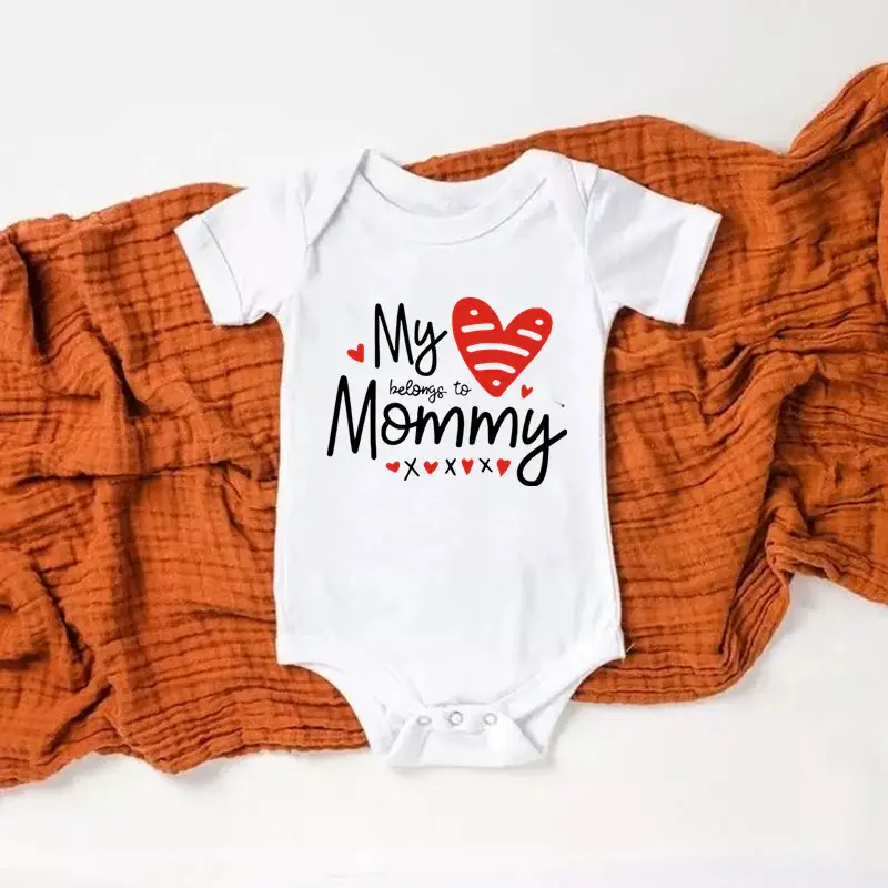 Baby Cotton Bodysuit Black Mommy Heart Print