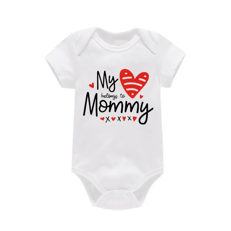 Baby Cotton Bodysuit Black Mommy Heart Print