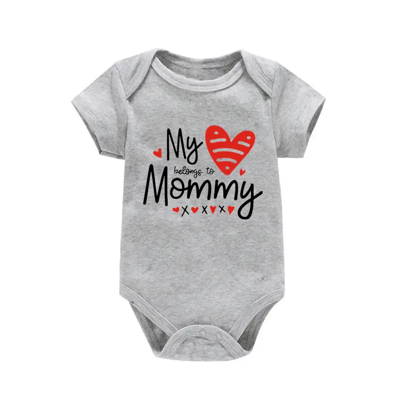 Baby Cotton Bodysuit Black Mommy Heart Print