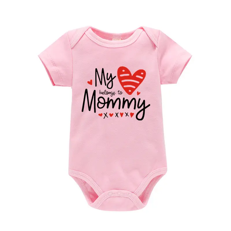 Baby Cotton Bodysuit Black Mommy Heart Print