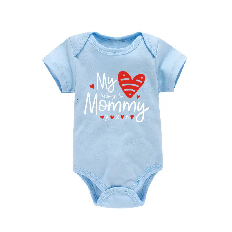 Baby Cotton Bodysuit Black Mommy Heart Print