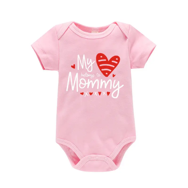 Baby Cotton Bodysuit Black Mommy Heart Print
