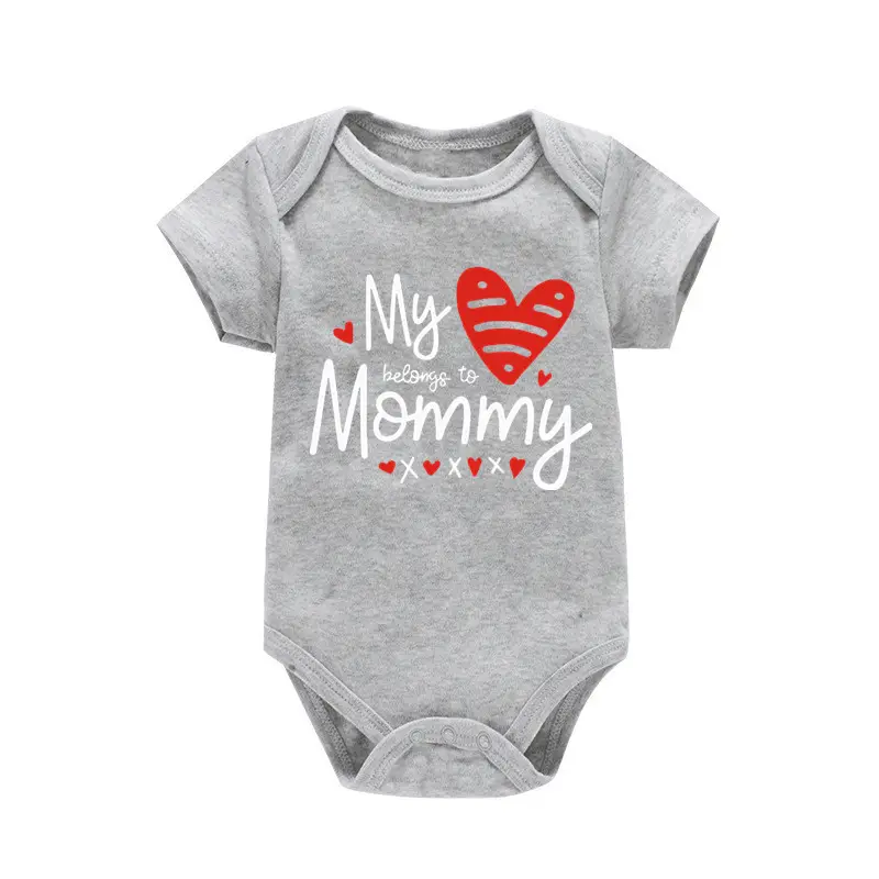 Baby Cotton Bodysuit Black Mommy Heart Print