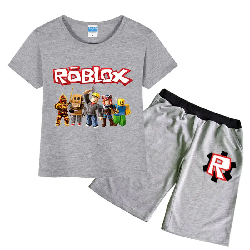 Roblox Printed 2-Piece Set Grey Shorts T-Shirt
