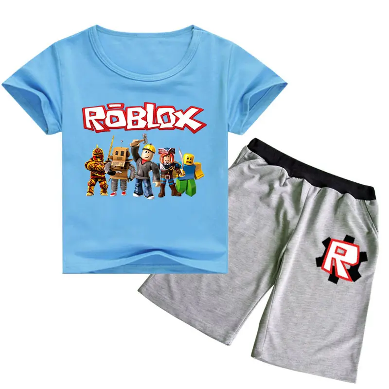 Roblox Printed 2-Piece Set Grey Shorts T-Shirt