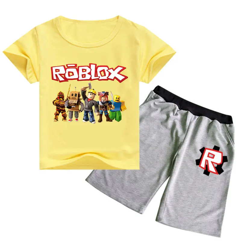 Roblox Printed 2-Piece Set Grey Shorts T-Shirt
