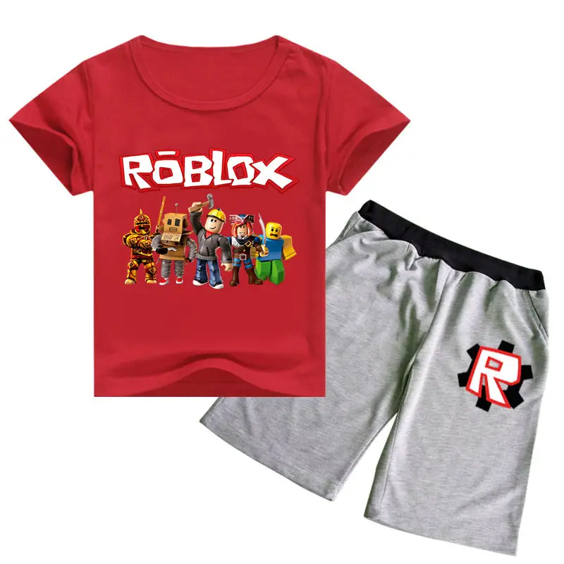 Roblox Printed 2-Piece Set Grey Shorts T-Shirt