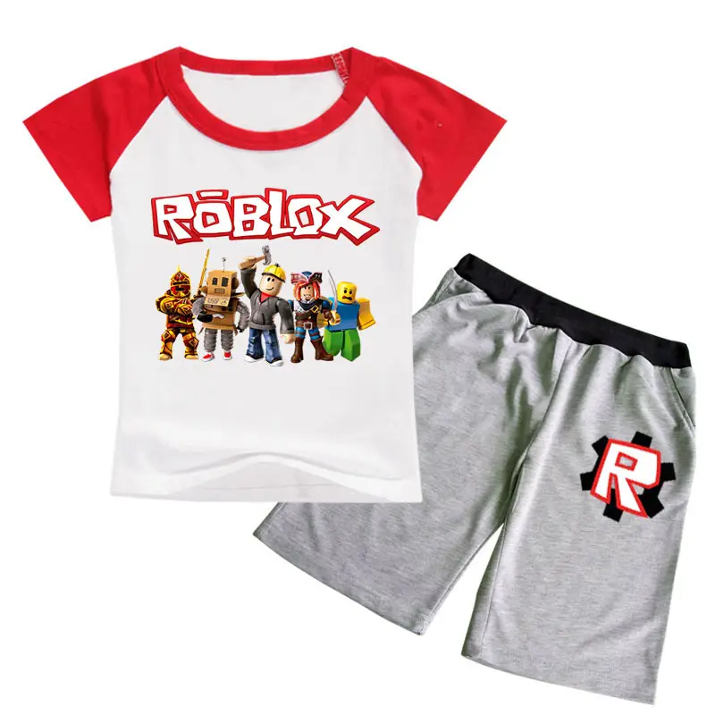 Roblox Printed 2-Piece Set Grey Shorts T-Shirt