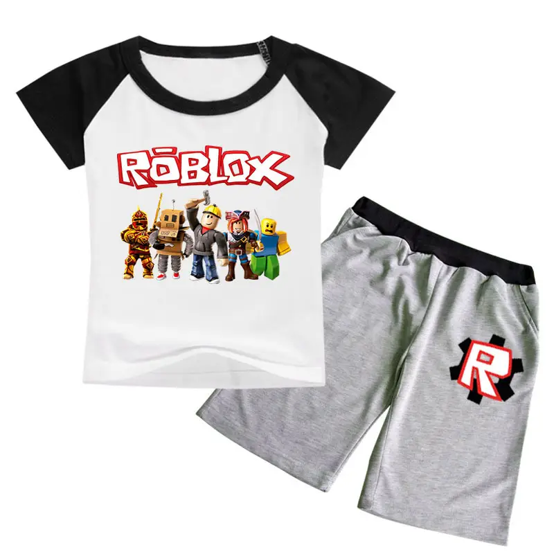 Roblox Printed 2-Piece Set Grey Shorts T-Shirt