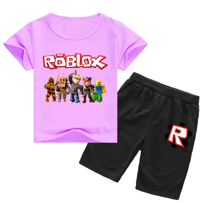 Roblox Printed 2-Piece Set Grey Shorts T-Shirt