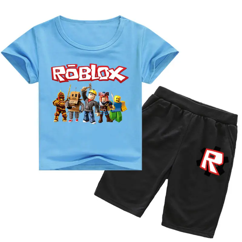 Roblox Printed 2-Piece Set Grey Shorts T-Shirt